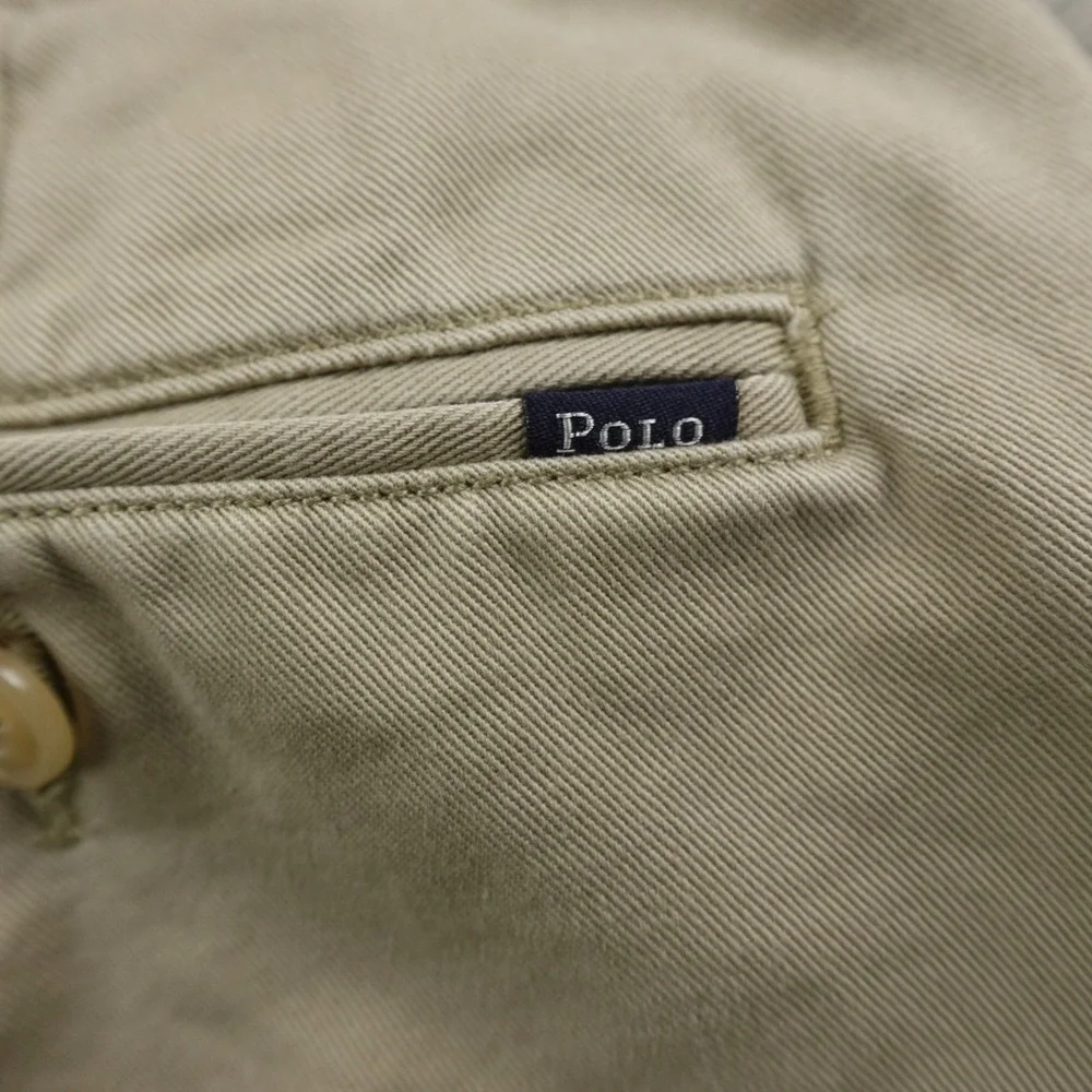 VTG Polo Ralph Lauren Pants Mens 36X32 Brown Beige Chino Trouser Pleated Preppy‎